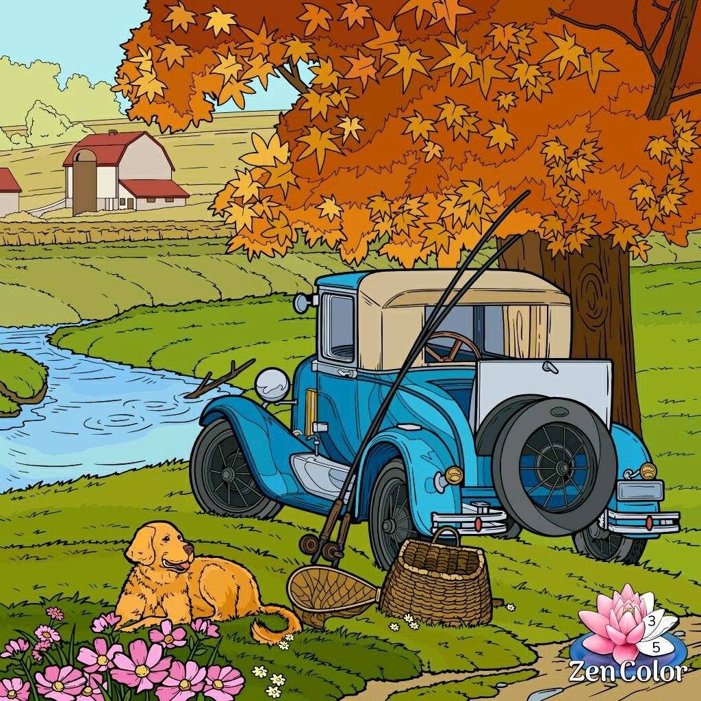 Solve PUZZLE Fall Day Fishing jigsaw puzzle online with 81 pieces