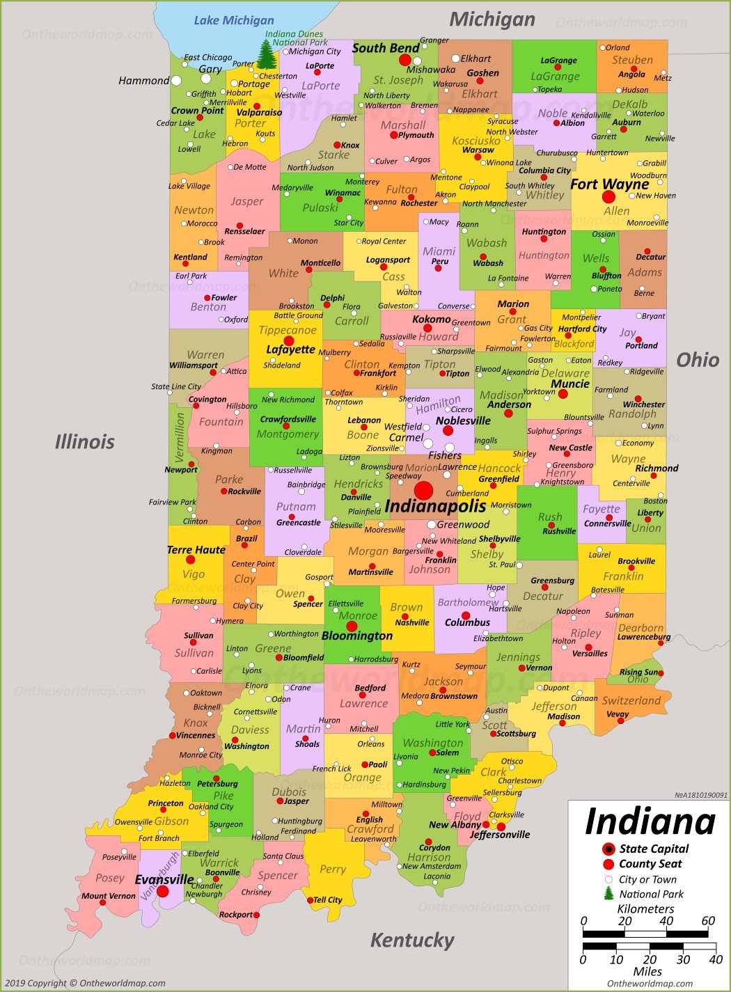 Solve Map of Indiana jigsaw puzzle online with 108 pieces