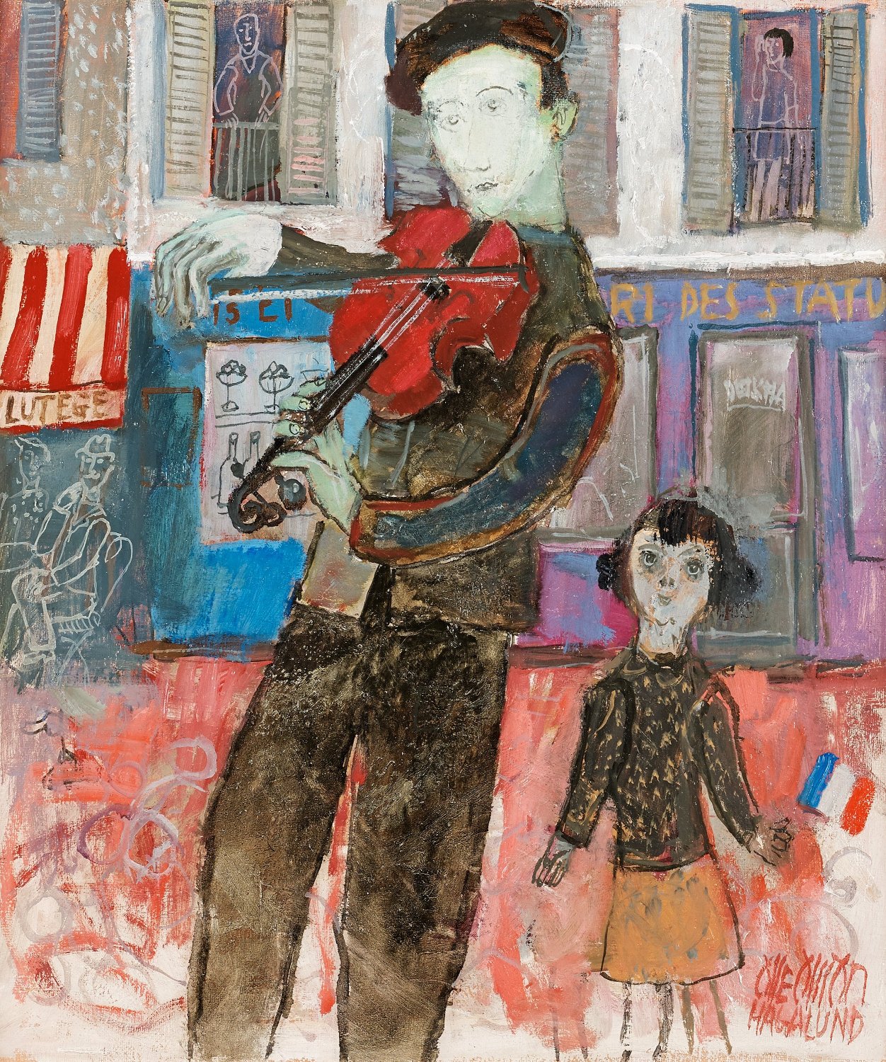 Solve Olle OlssonHagalund Artwork 'Busking in Paris' jigsaw puzzle
