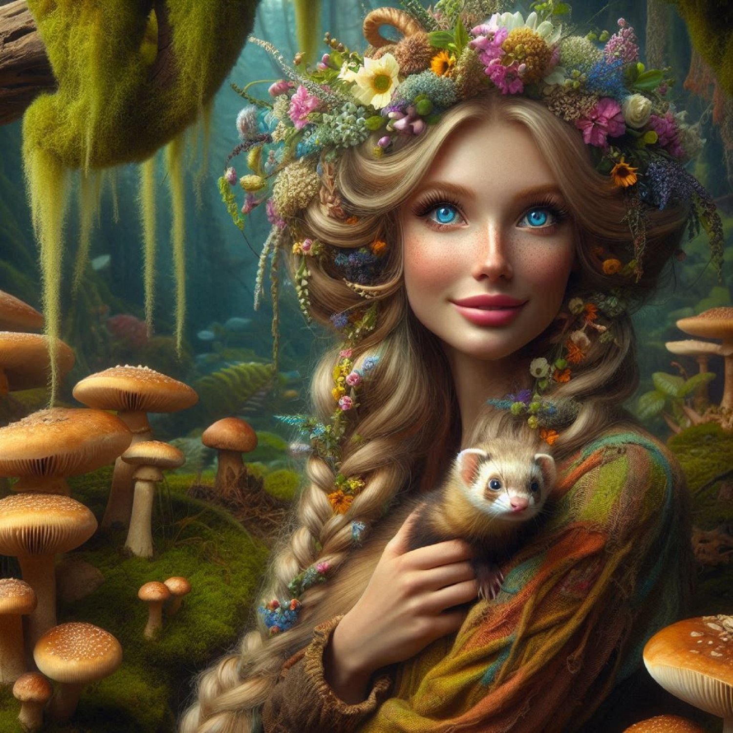 Solve Wildflowers in Her Hair (resizable) jigsaw puzzle online with 600 ...