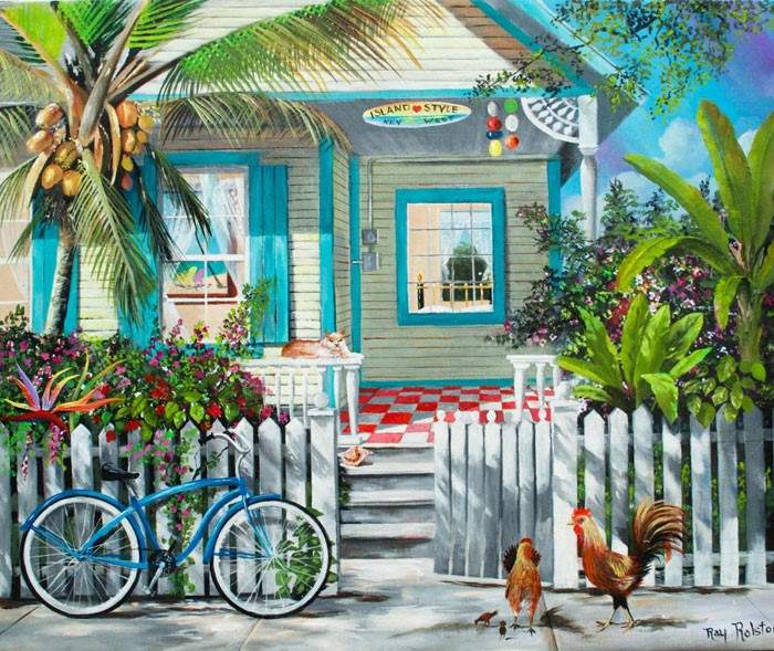Solve Ray Rolston Key West Art jigsaw puzzle online with 72 pieces