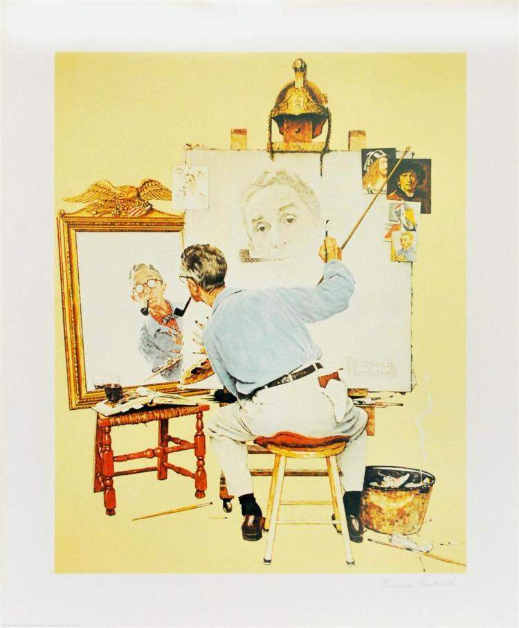 Solve Norman Rockwell self portrait. BB jigsaw puzzle online with 99 pieces