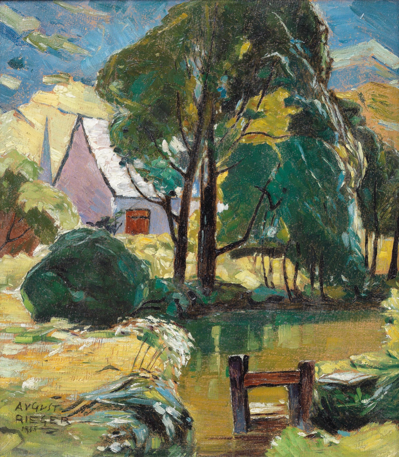 Solve House by the Pond, August Rieger, 1935, Oil on Cardboard jigsaw