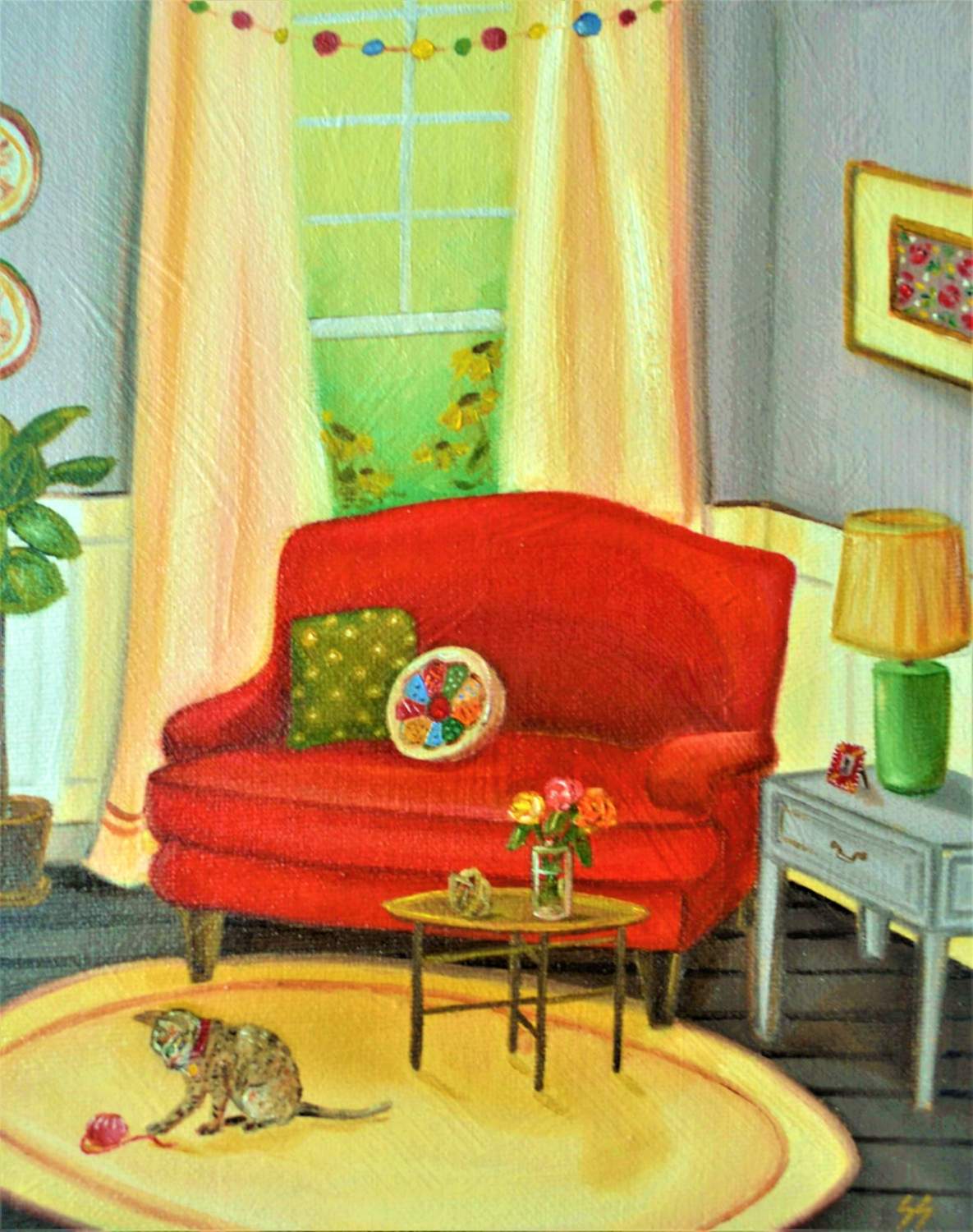 Solve Red Settee jigsaw puzzle online with 130 pieces