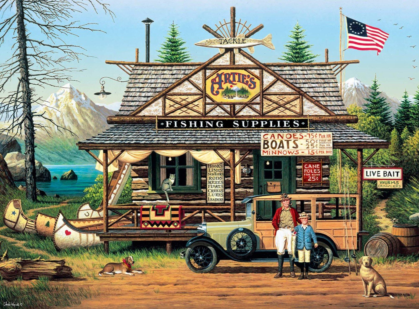 Puzzle Buffalo Games 300 Pezzi Grandi, Charles Wysocki &ndash; Proud Lil' Angler, Nuovo