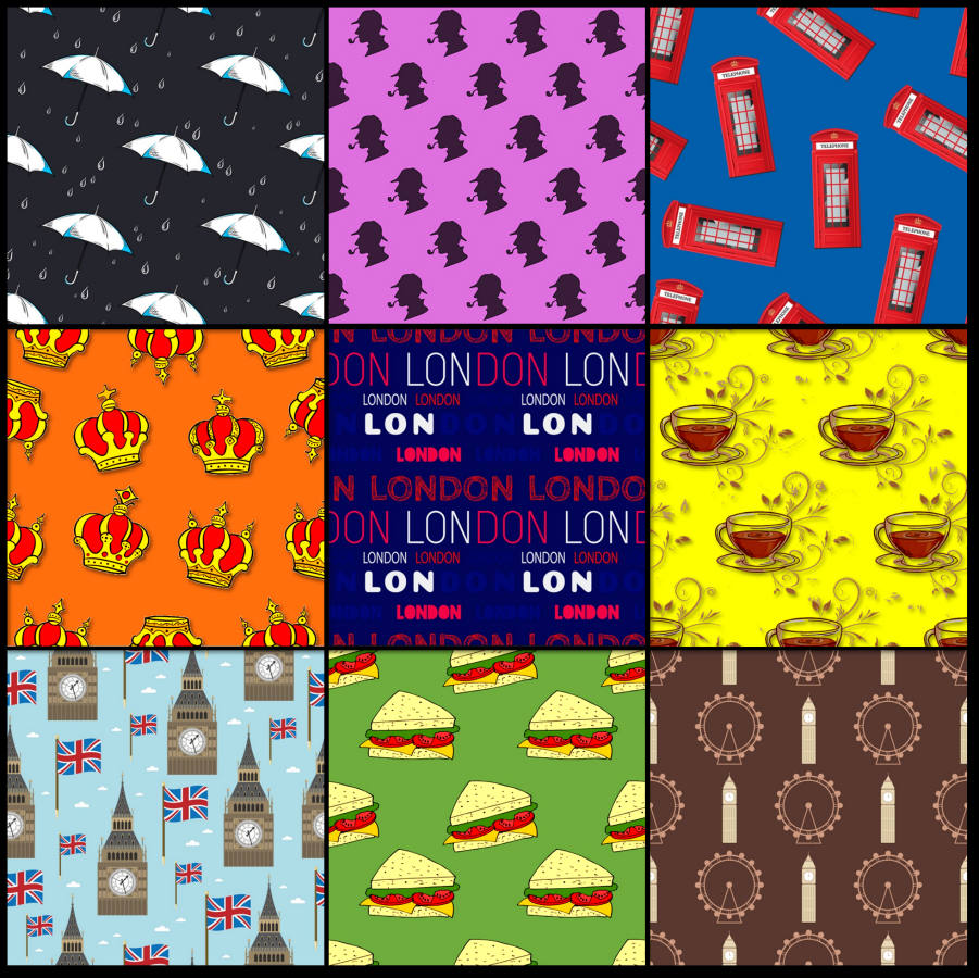 Solve London patterns jigsaw puzzle online with 81 pieces