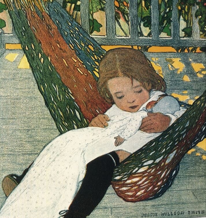 Solve Jessie Willcox Smith "Rocking Baby Doll to Sleep" from The