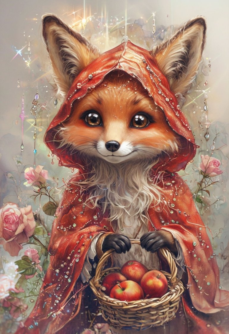 Red Riding Fox Drawing Solve Little Red Riding Fox jigsaw puzzle online with 12 pieces