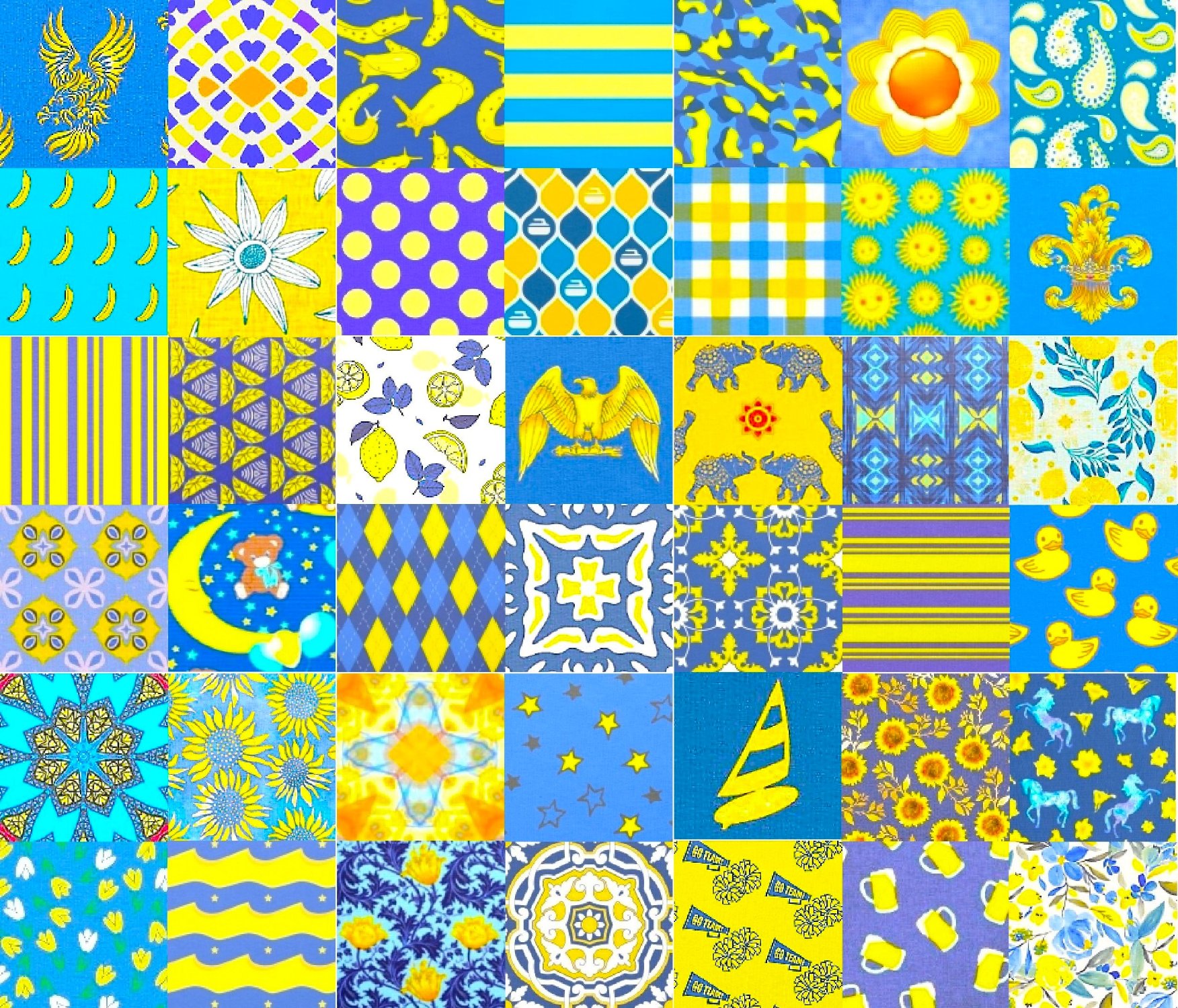 Solve PATCHWORK YELLOW AND BLUE jigsaw puzzle online with 378 pieces