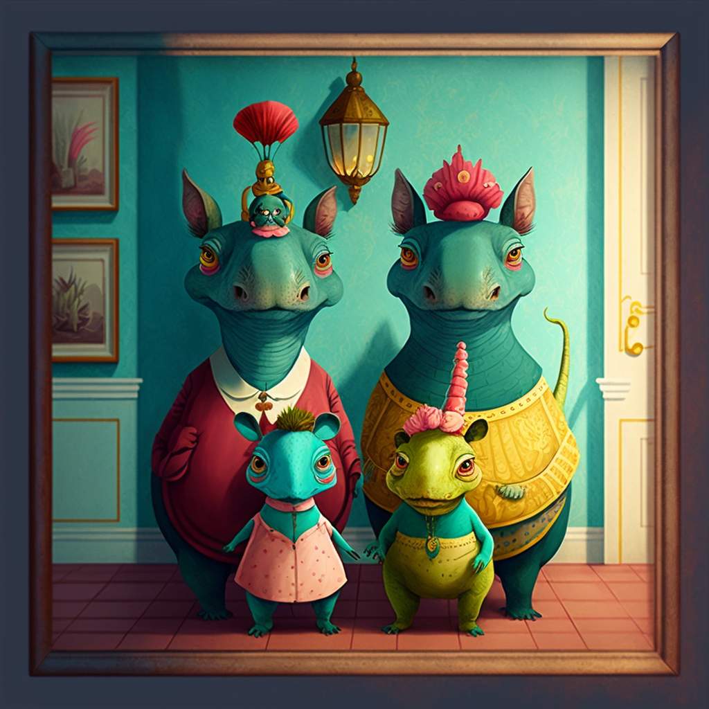 Solve bunnysaurus family of four jigsaw puzzle online with 169 pieces
