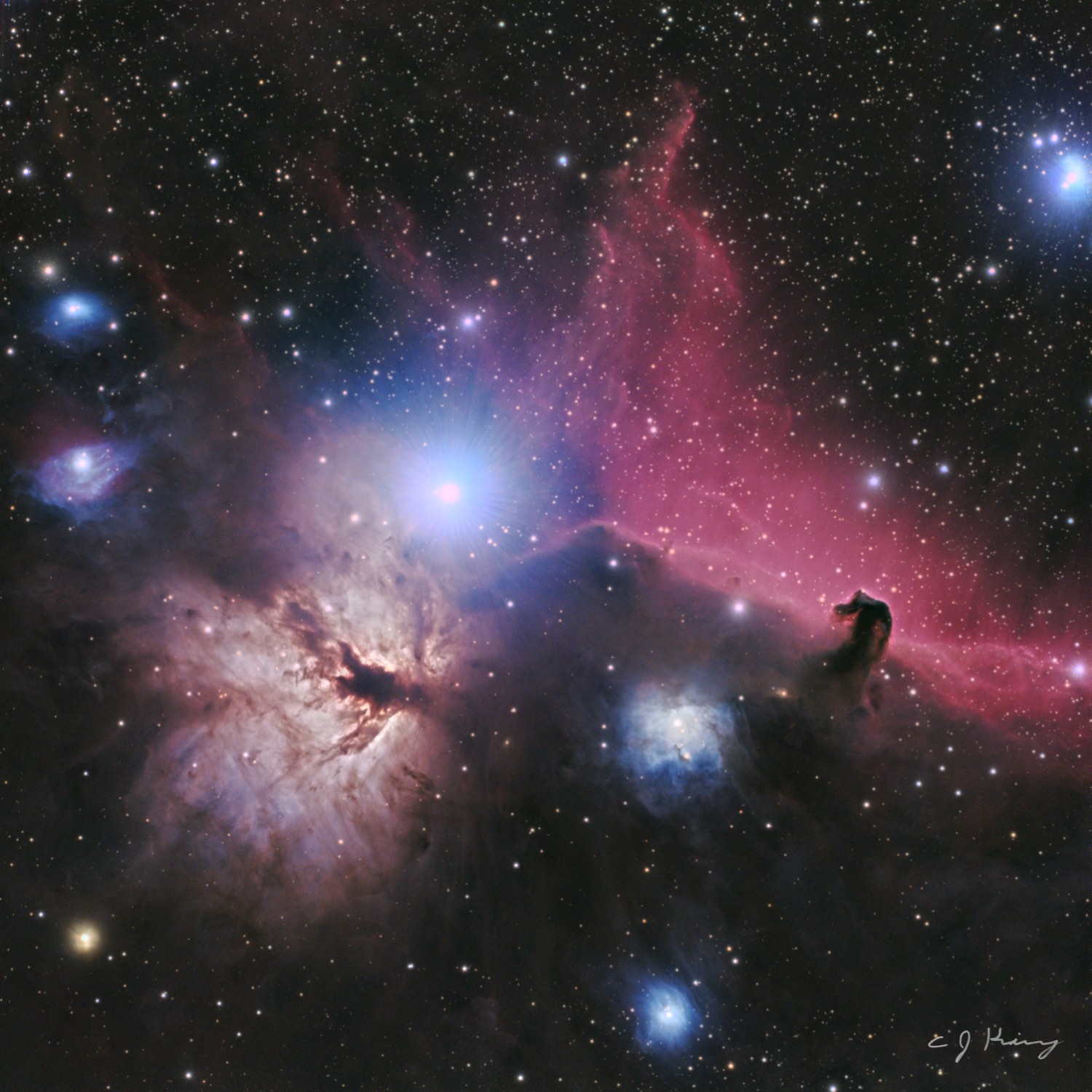 Solve The Flame and Horsehead Nebulae jigsaw puzzle online with 256 pieces