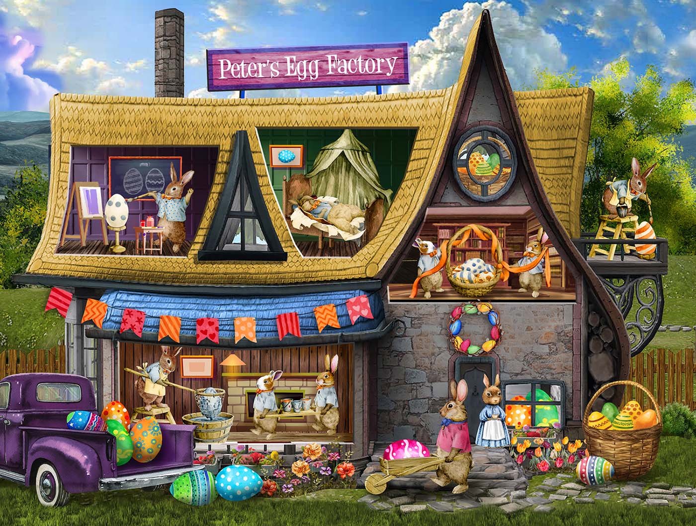 Solve Peter's Egg Factory (Large) jigsaw puzzle online with 204 pieces