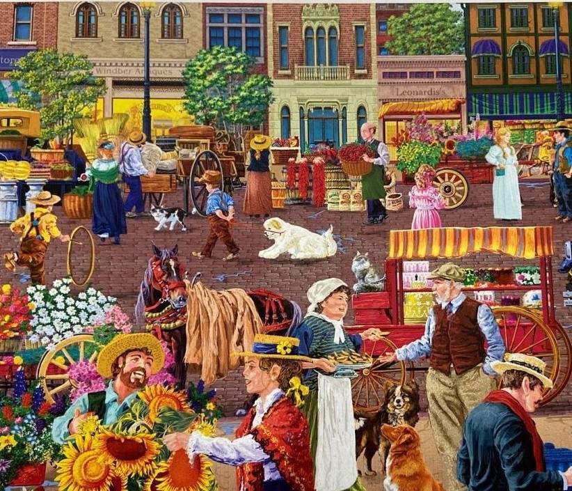 Solve Street Vendor Morning jigsaw puzzle online with 72 pieces