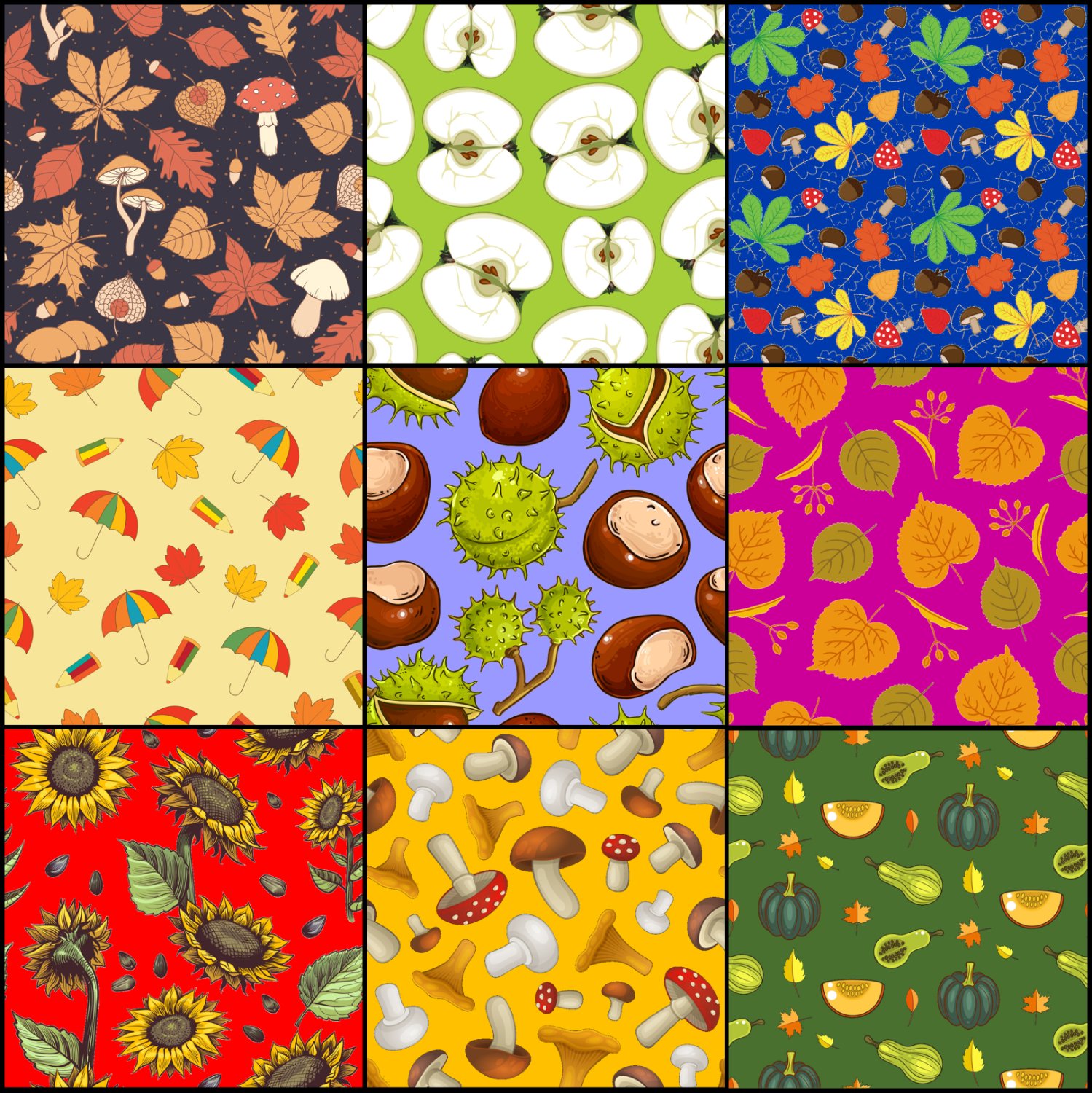 Solve Autumn patterns 6 jigsaw puzzle online with 81 pieces