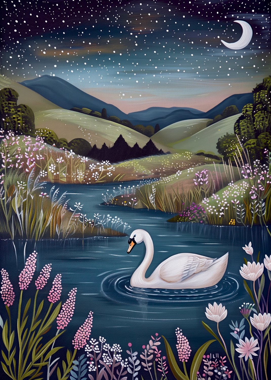 Jigsaw Puzzle 96 pieces Swan Under a Night Sky Jigidi