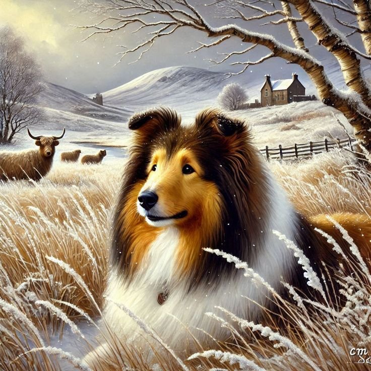 Solve Seasonal Art - Animals - Winter Rough Collie Dog 1 (Resize: 9 ...