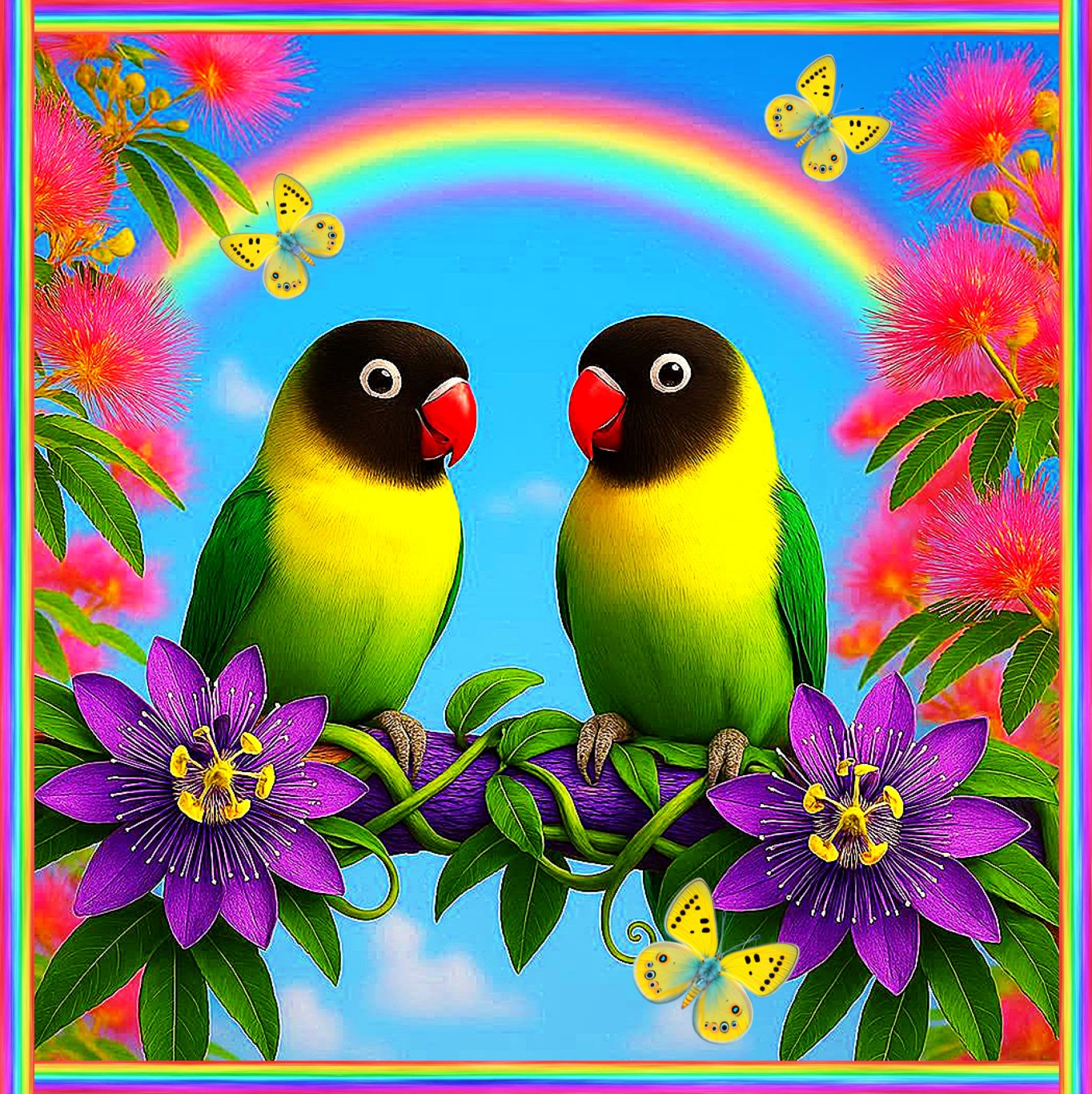 Solve AI Black Masked Lovebird jigsaw puzzle online with 49 pieces