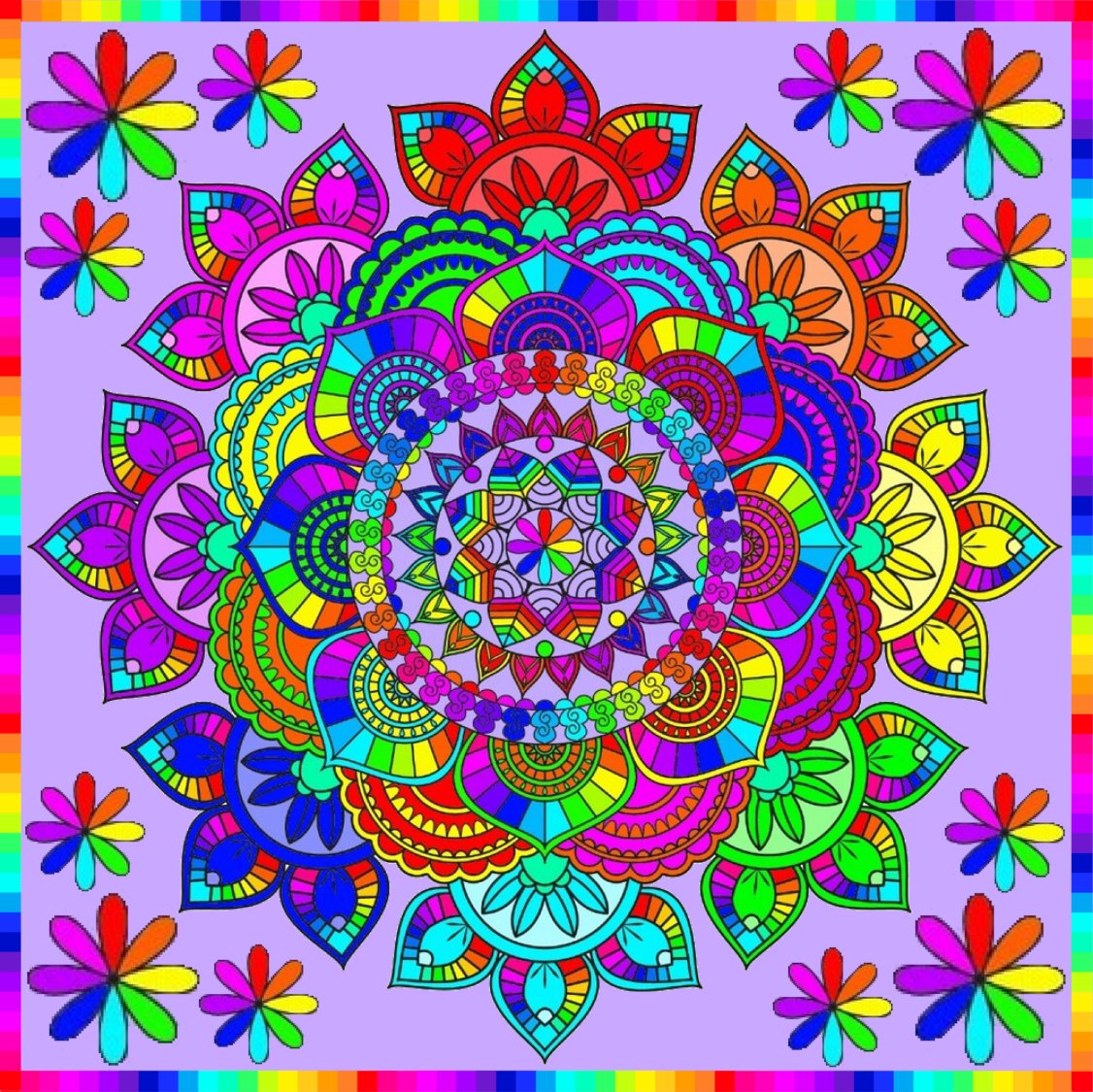 Solve Mandala Rainbow Flowers 66 Jigsaw Puzzle Online With 16 Pieces