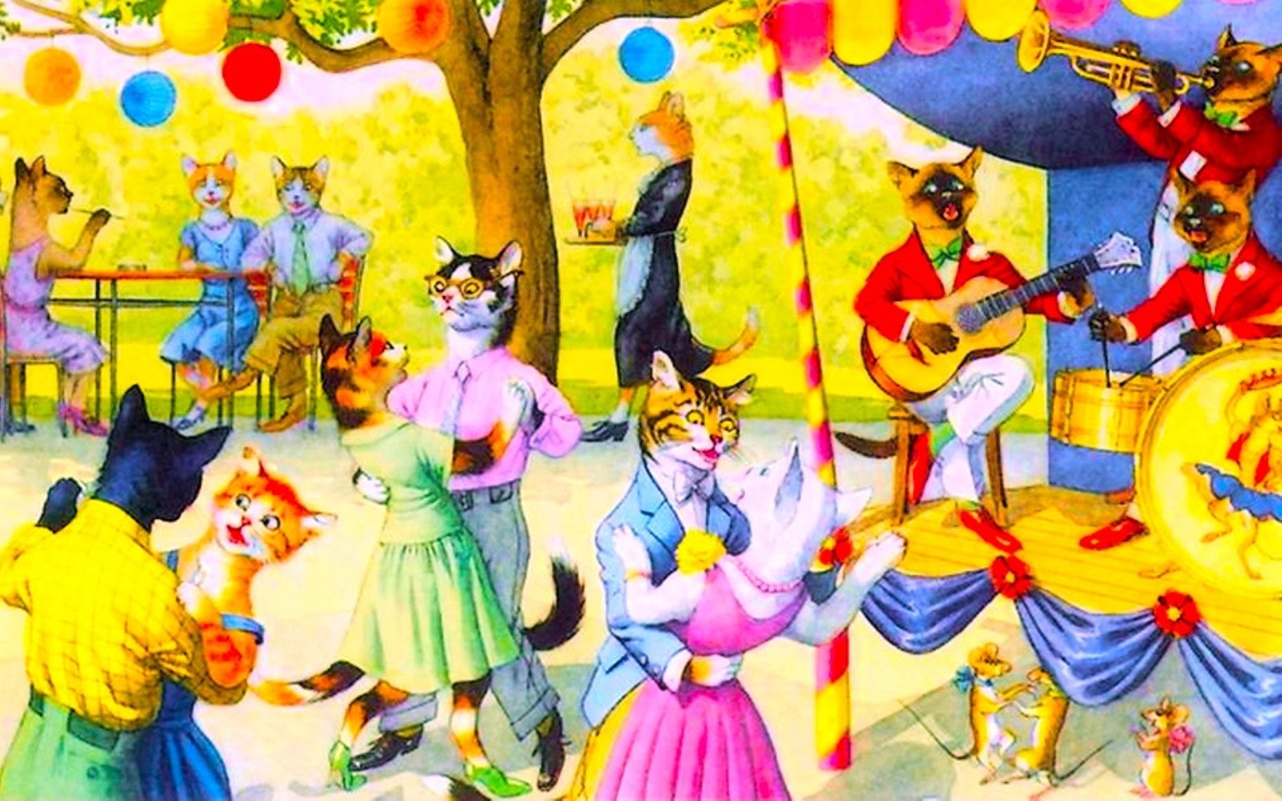 Solve Cat Dance jigsaw puzzle online with 135 pieces