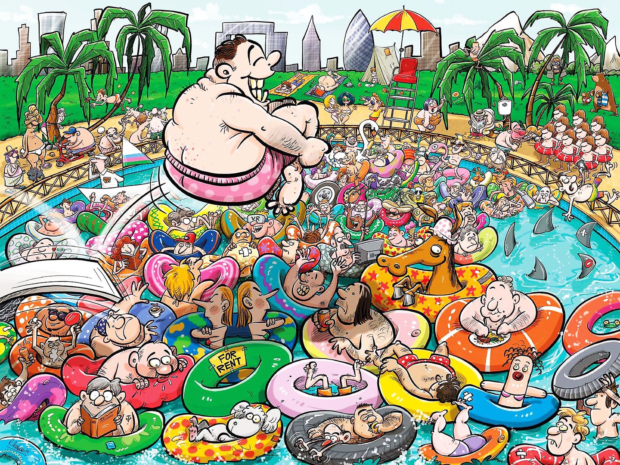 Solve Chaos at the Swimming Pool jigsaw puzzle online with 352 pieces