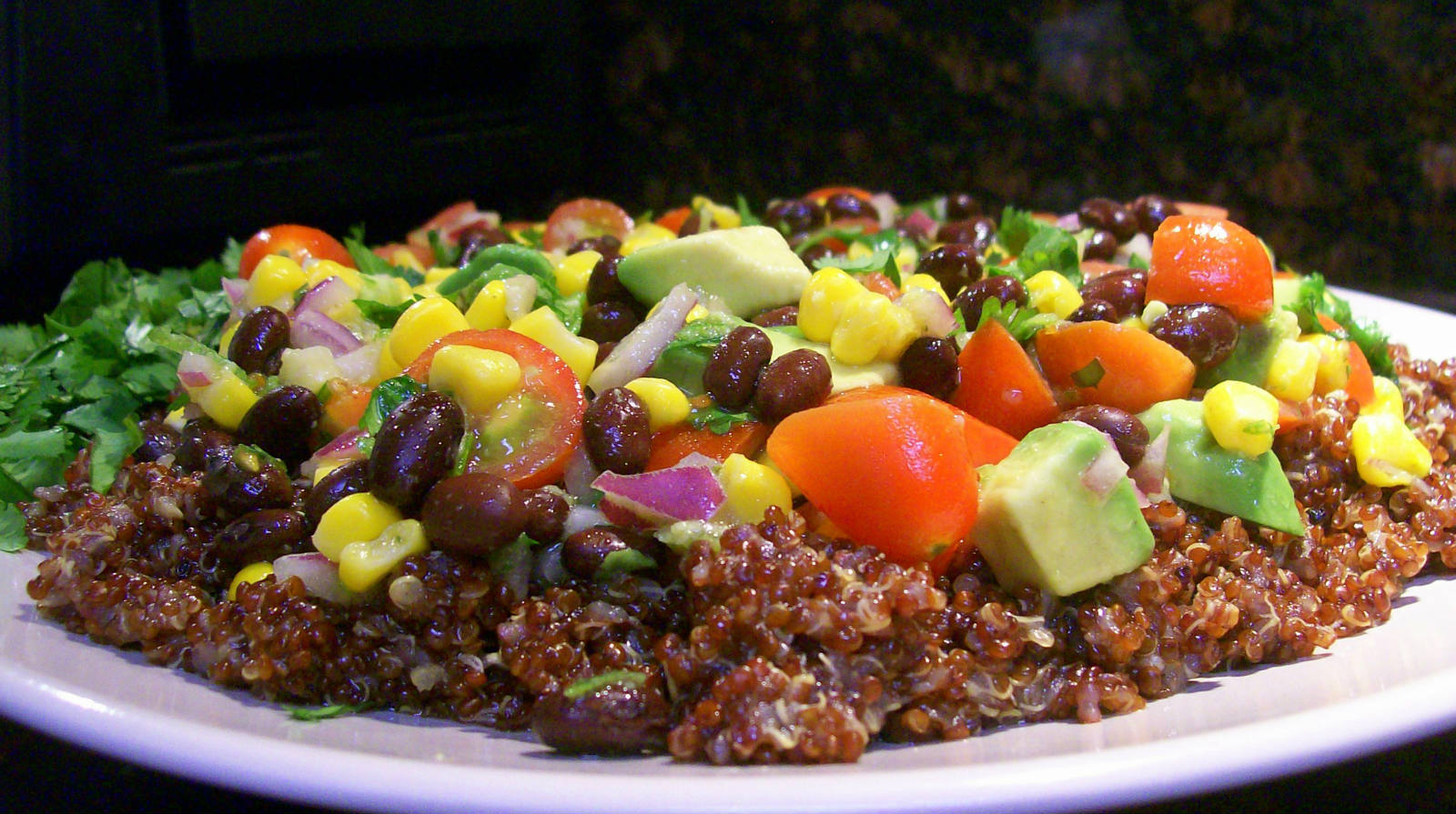 Solve Black Bean Corn Avocado Salad over Red Quinoa with Cilantro