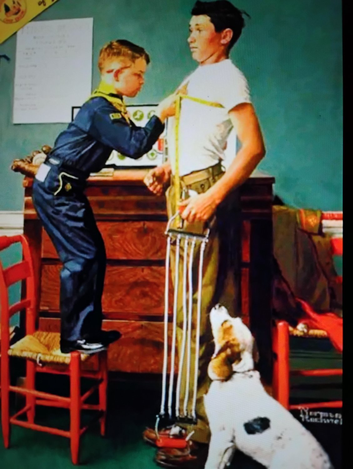 Solve Norman Rockwell jigsaw puzzle online with 63 pieces
