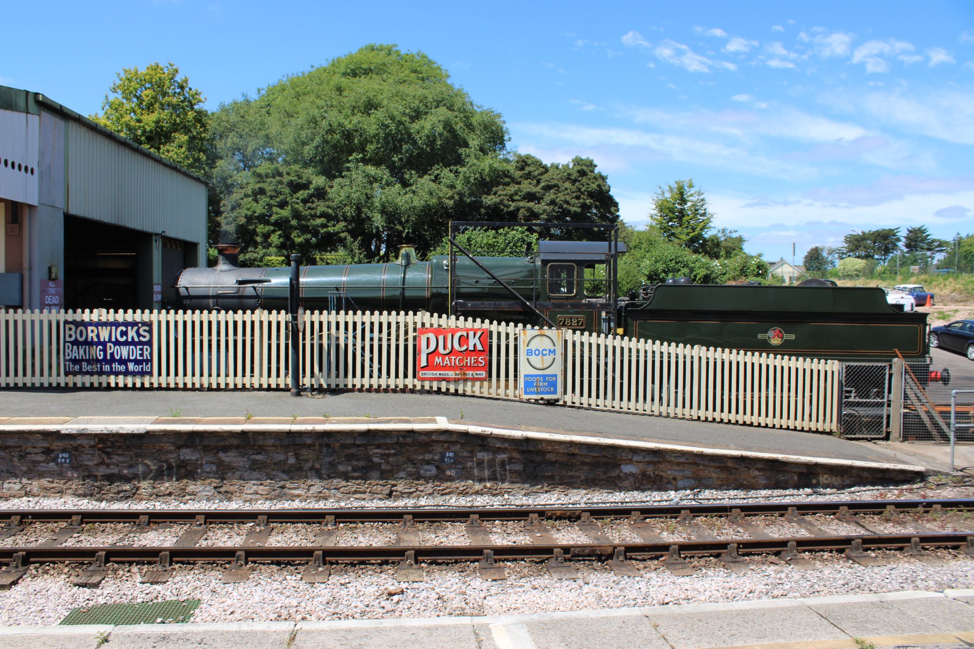 Solve GWR 78xx Class 460 7827 Lydham Manor simmers outside Churston