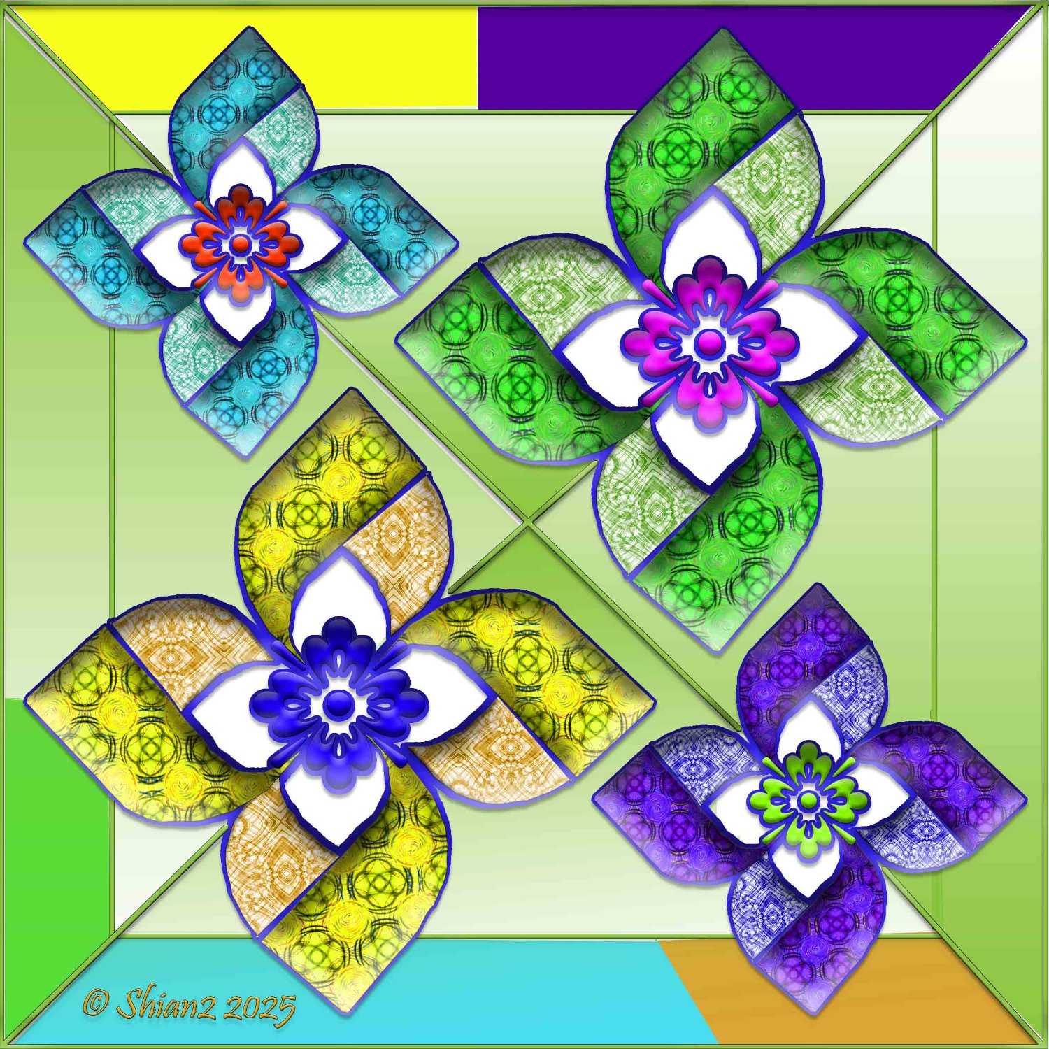 Solve Four Hand Built Flowers. jigsaw puzzle online with 64 pieces