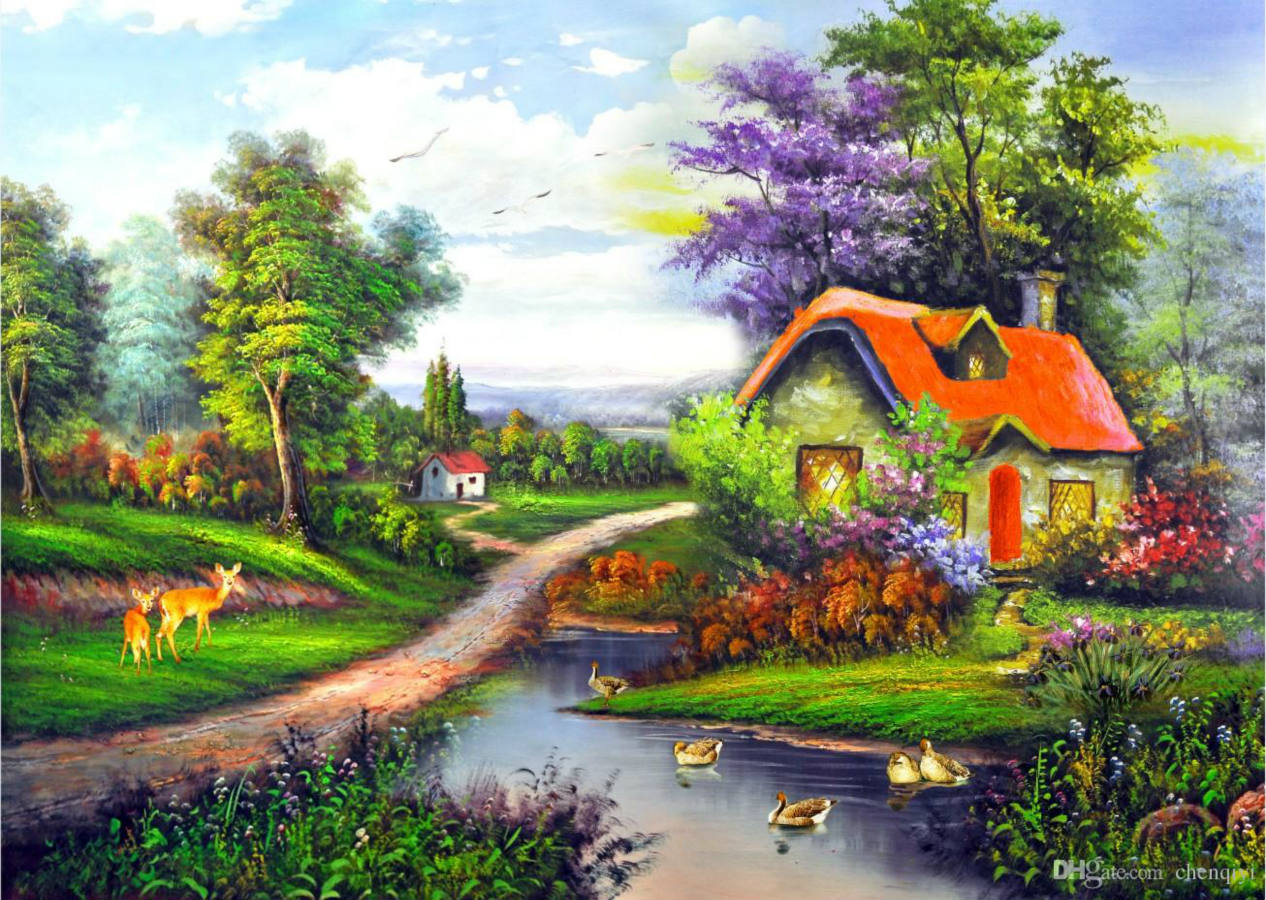 Solve House by a pond jigsaw puzzle online with 117 pieces