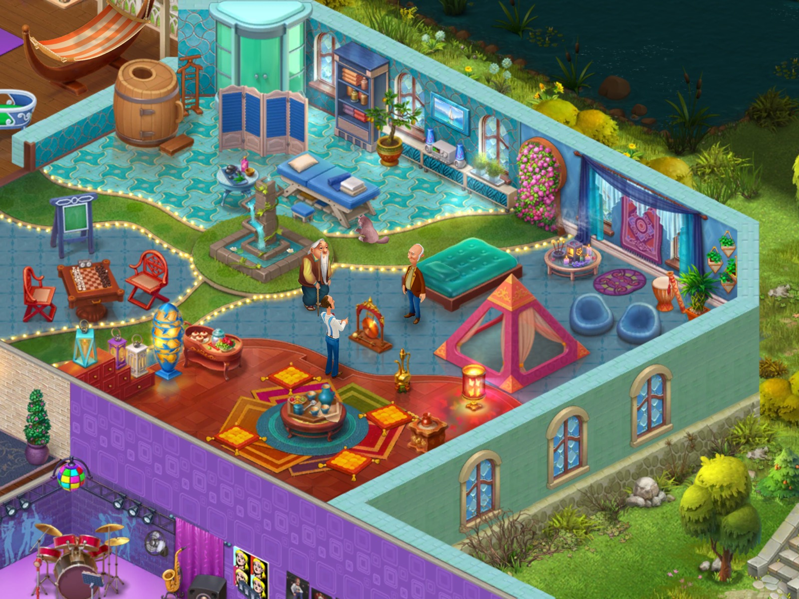 Solve Homescapes yoga area jigsaw puzzle online with 192 pieces