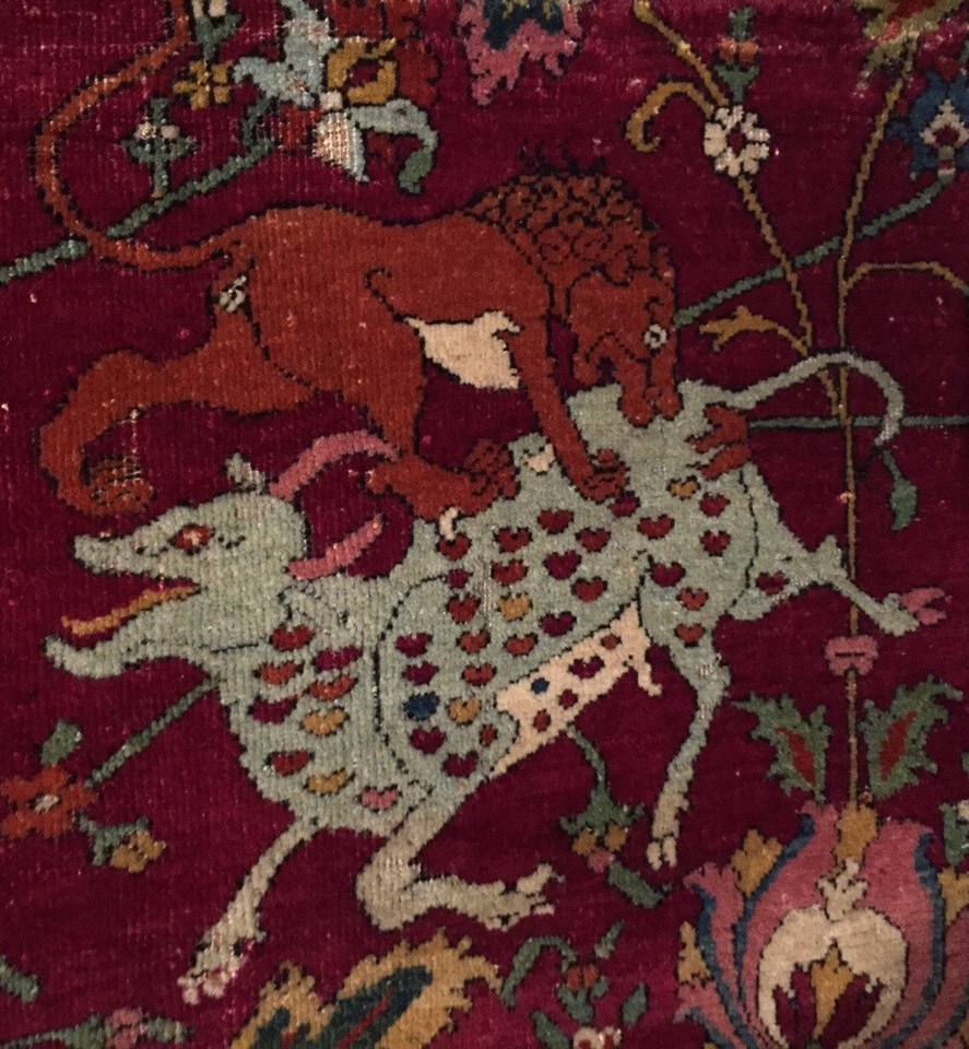 Solve Détail, Persian Carpet, Lion and Qilin Fighting, 16th Century