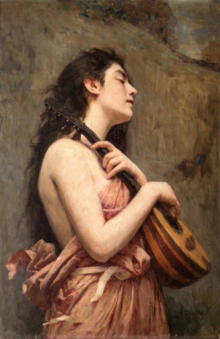 Solve Alexandre Jacques Chantron - (French, 1842-1918) - Joueuse de ...