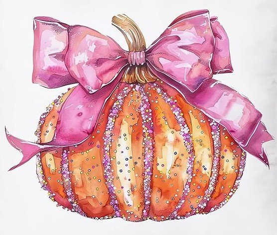 Solve Pink Ribbon Pumpkin jigsaw puzzle online with 72 pieces