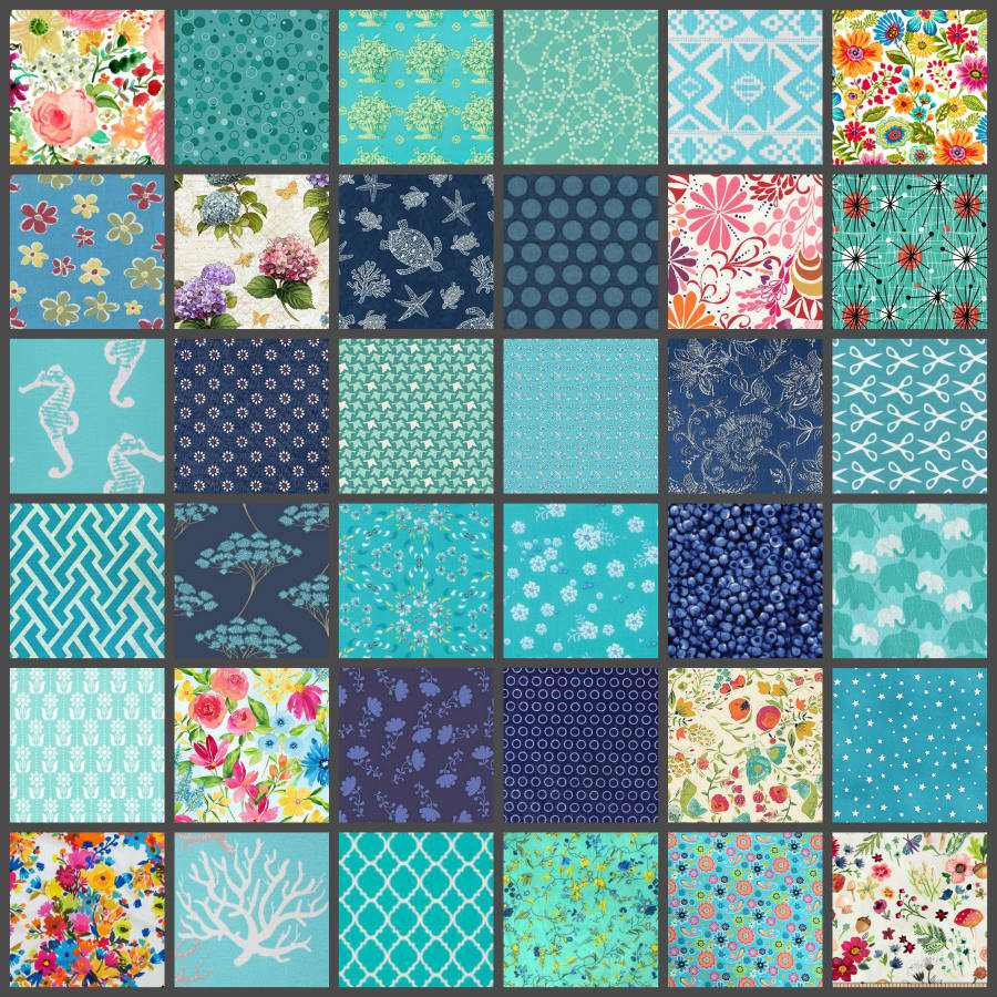 Solve Turquoise Fabrics jigsaw puzzle online with 81 pieces