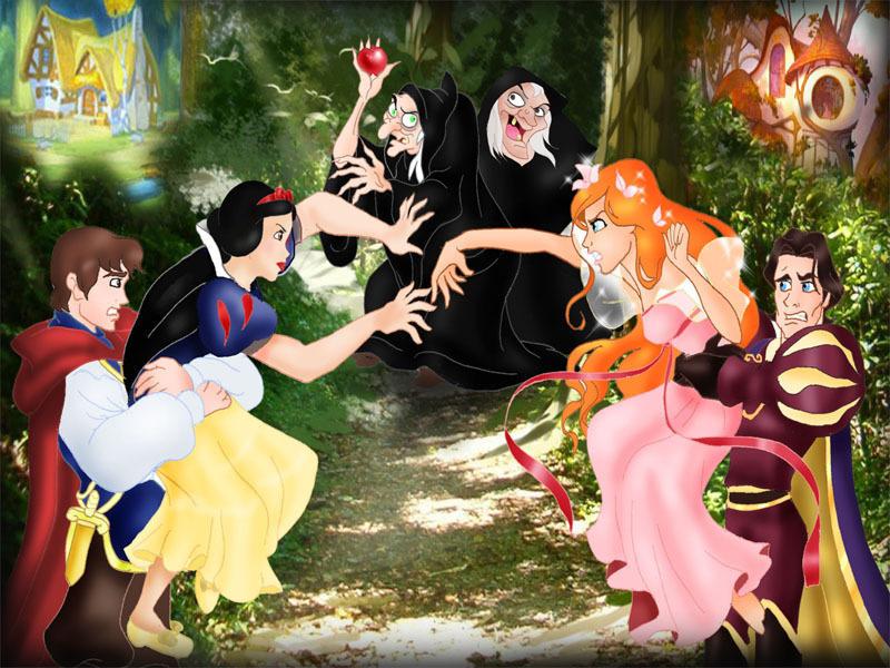 Solve Snow White vs Giselle jigsaw puzzle online with 130 pieces