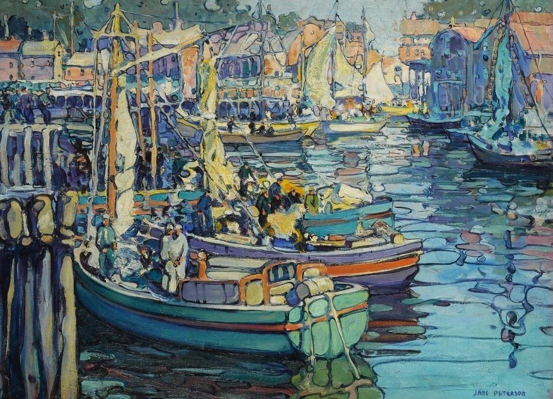 Solve Jane Peterson - (American, 1876 - 1965) - Gloucester Boats, 1916 ...