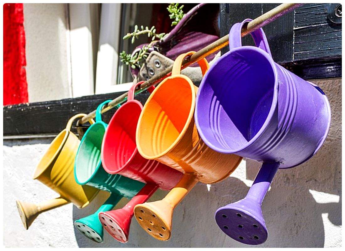 Solve The Colours of Garden Watering Cans jigsaw puzzle online with 192