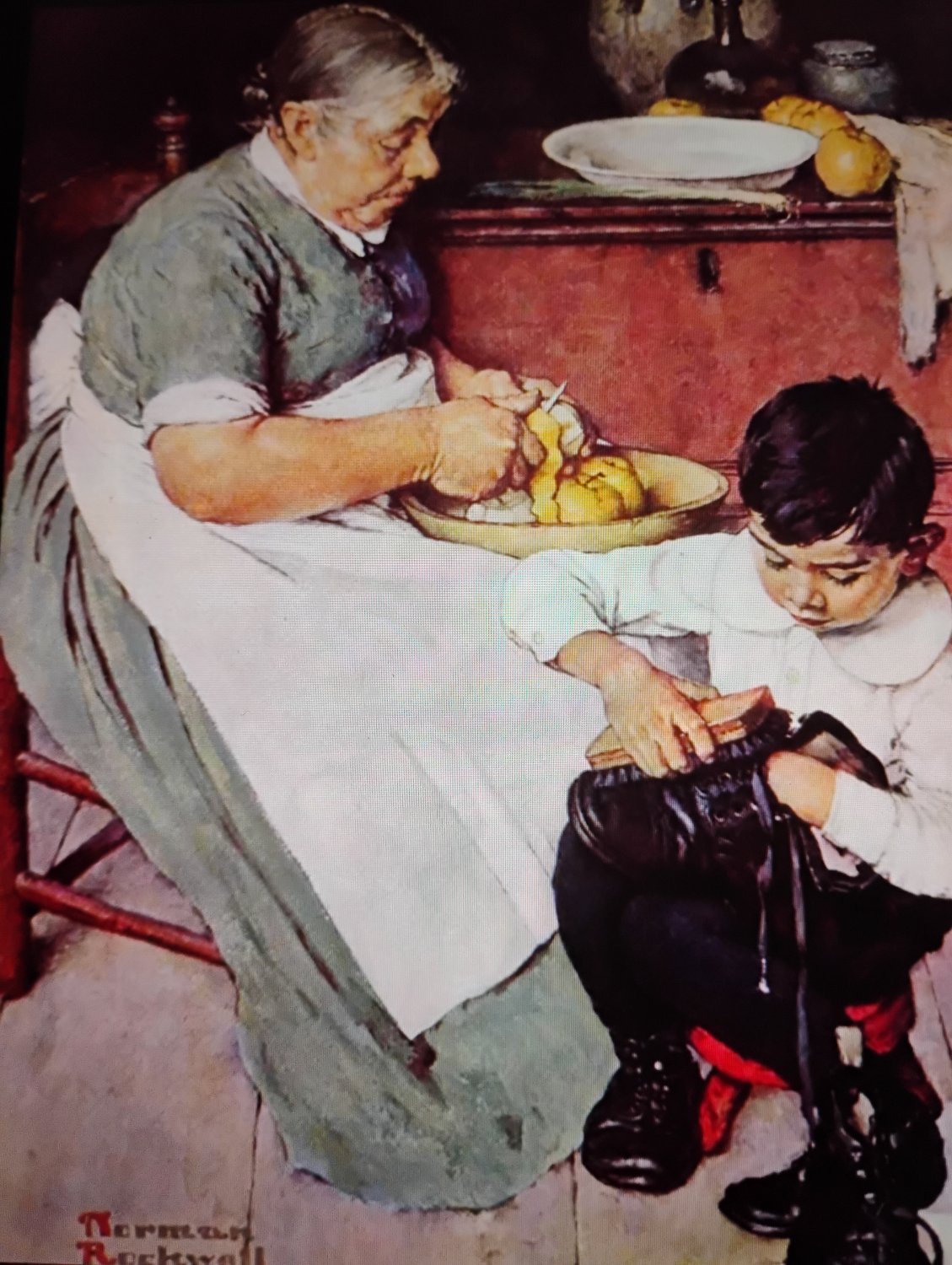 Solve Norman Rockwell jigsaw puzzle online with 63 pieces