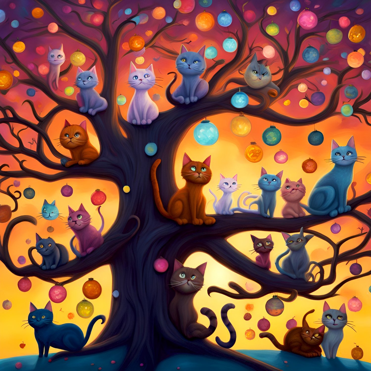 Solvetreeofcats jigsaw puzzle online with 64 pieces