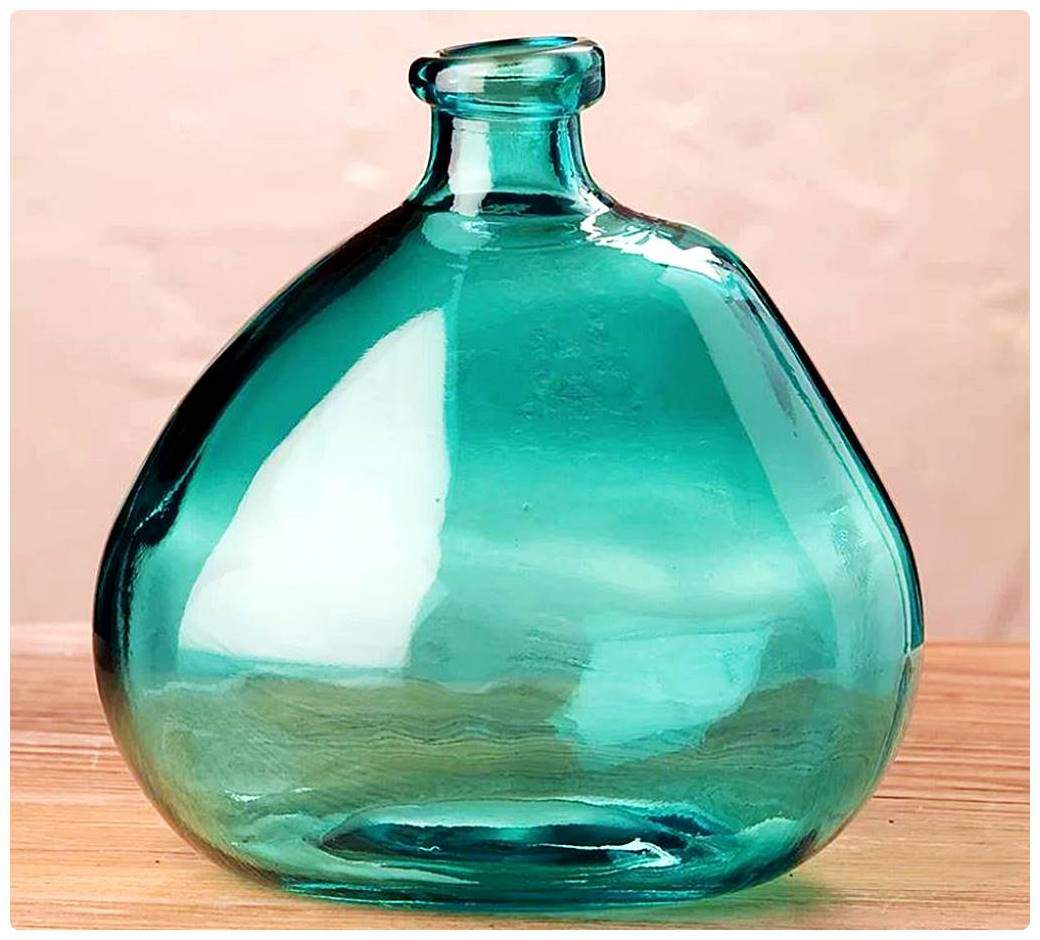 Solve Blown Glass Balloon Style Vase in Teal Blue jigsaw puzzle online