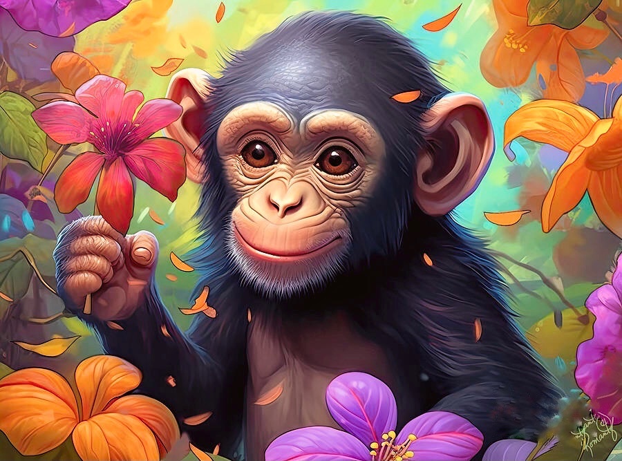 Solve Sweet Chimpanzee jigsaw puzzle online with 88 pieces