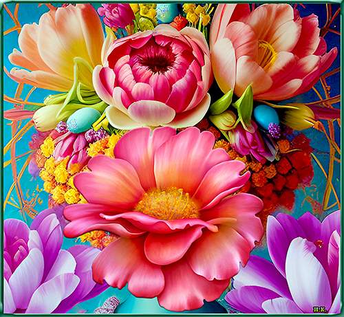 Solve Цветы, коллаж. jigsaw puzzle online with 64 pieces