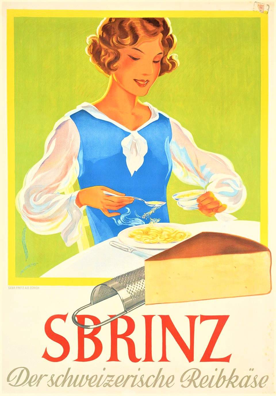 Solve Themes Vintage ads Sbrinz the Swiss grated Cheese jigsaw puzzle online with 150 pieces