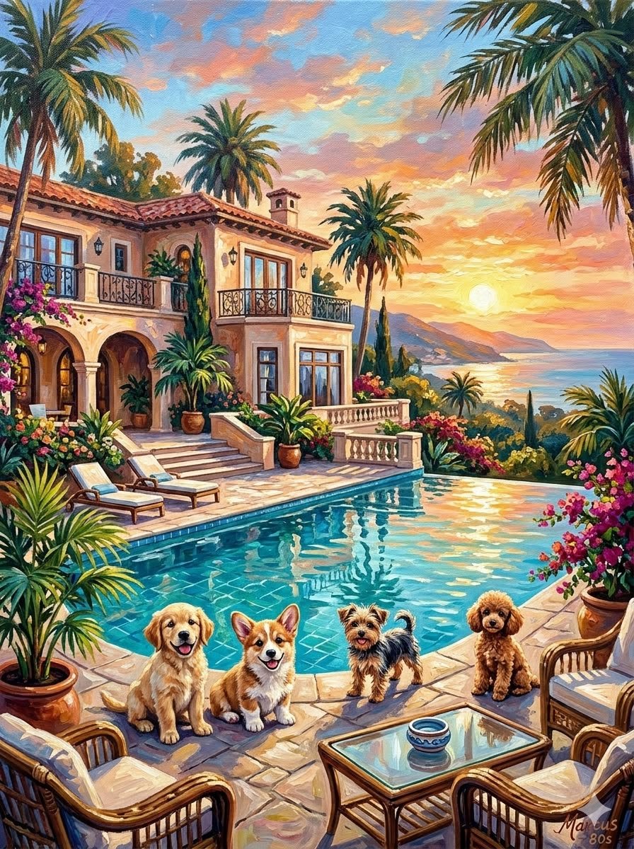 Pool Puzzle Solve Sunset over the Pool jigsaw puzzle online with 99 pieces