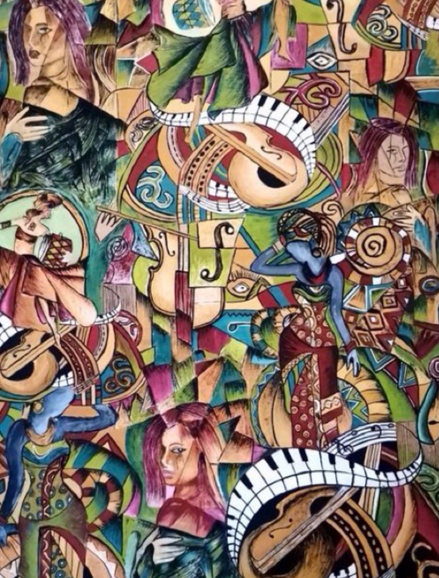 Solve Musical Collage jigsaw puzzle online with 192 pieces