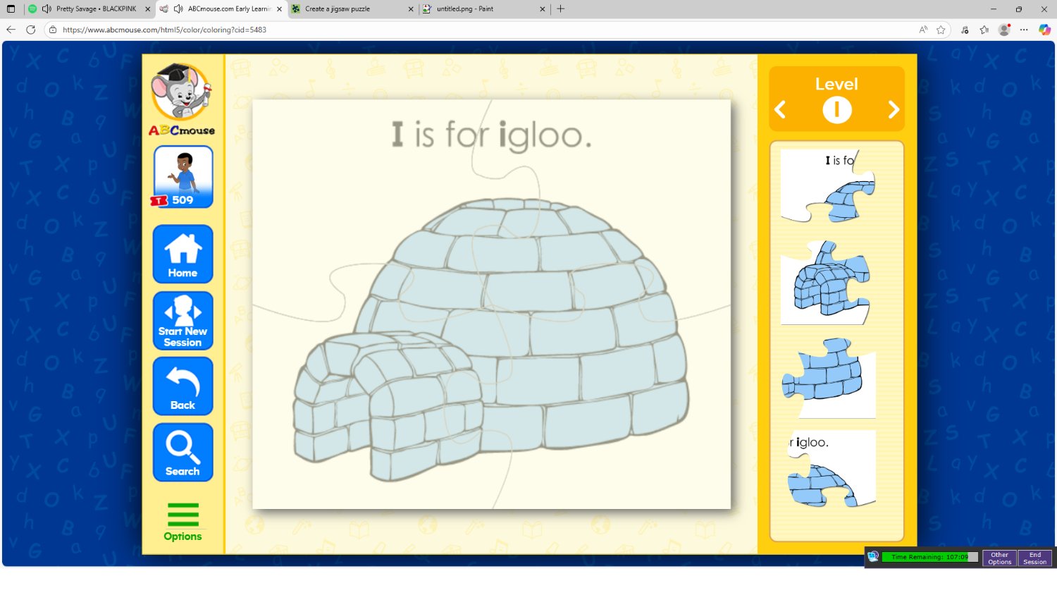 Solve I is for igloo jigsaw puzzle online with 15 pieces