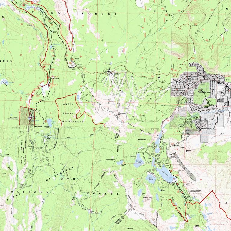 Solve Mammoth Mountain, Lakes, City and Devil's Postpile Topo Map