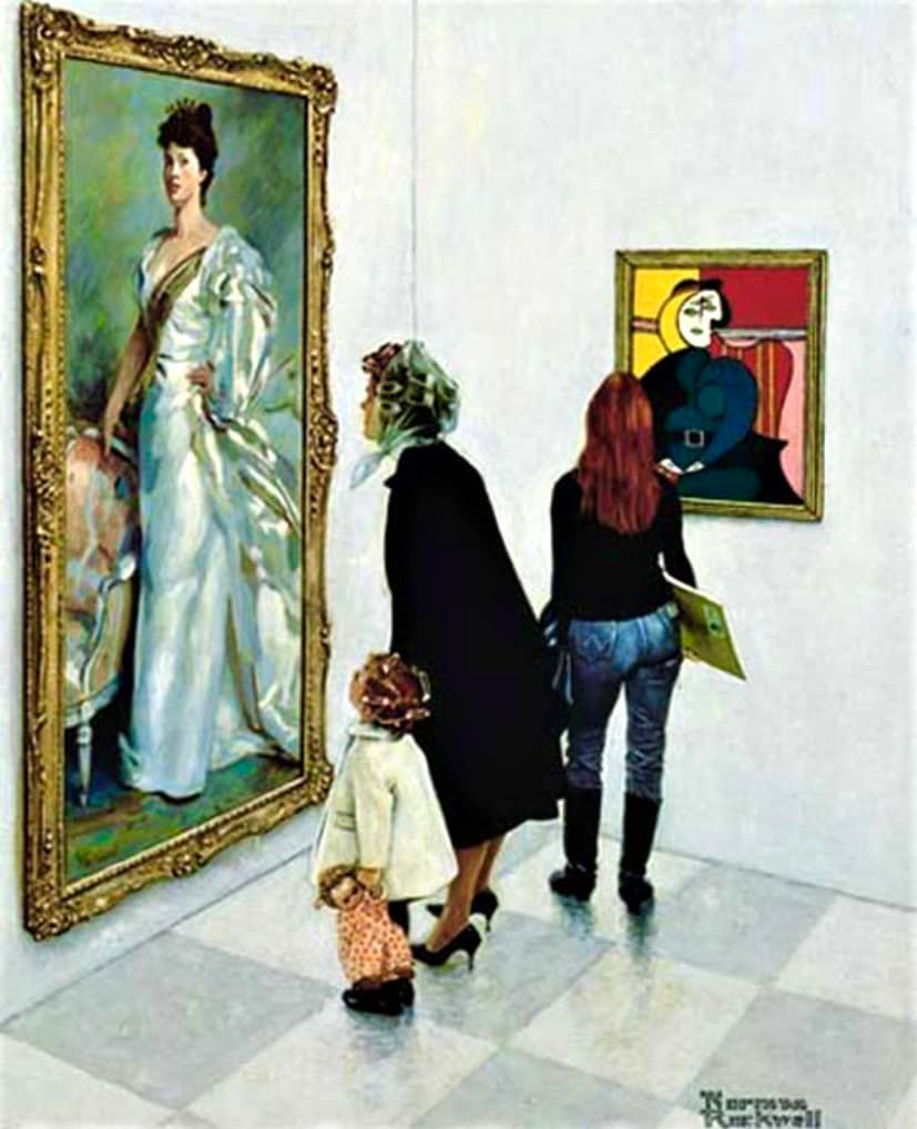Solve "Picasso vs Sargent" by Norman Rockwell jigsaw puzzle online with ...