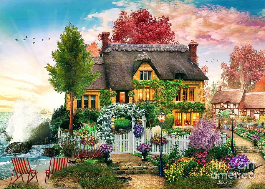 1000-Teile-Puzzle 'Seaside Retreat' – Küstenmotiv, 70x50 Cm, Für Erwachsene, Mit Poster