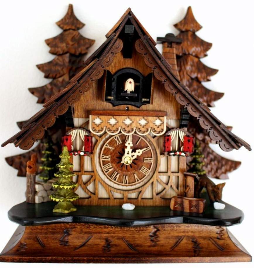 Shutter Clocks Solve Cuckoo Clock - Quartz Mantel - Chalet with Red Shutters (Size: 9 ...